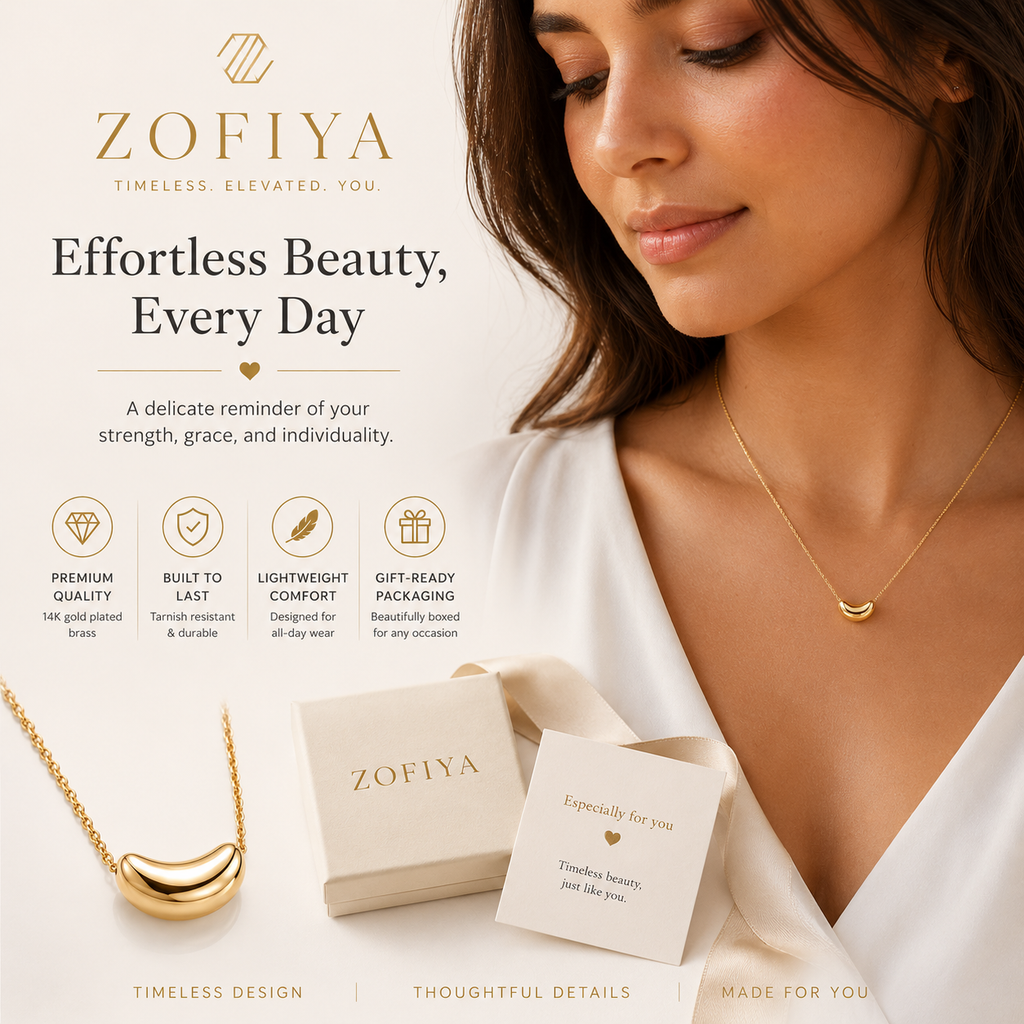 Minimal Curved Pendant Necklace for Women | ZOFIYA