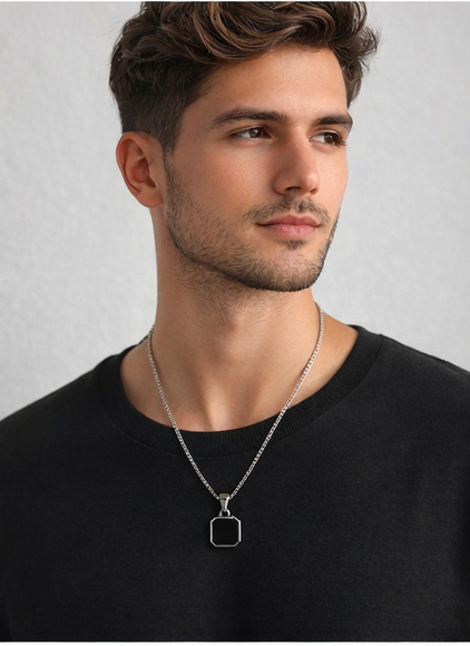 Men's Minimal Black Pendant Necklace