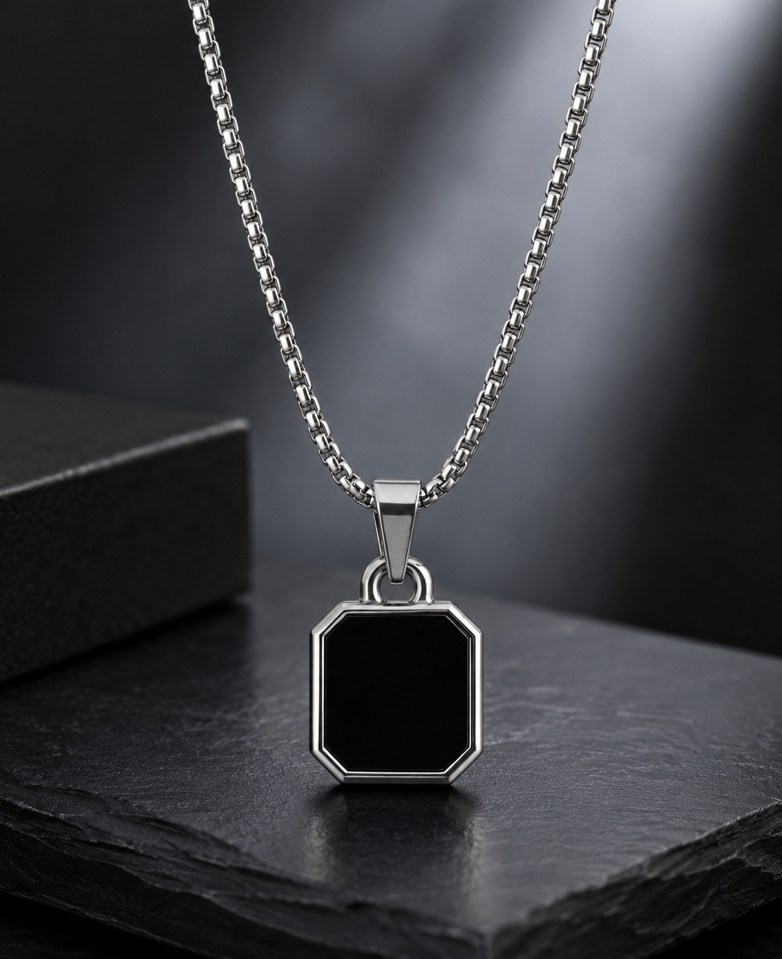 Men's Minimal Black Pendant Necklace