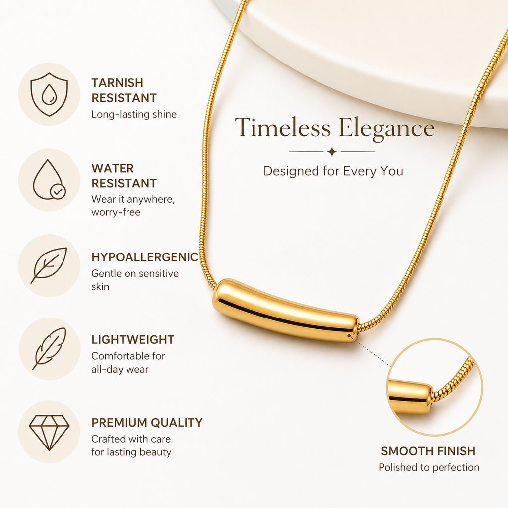 Gold Bar Pendant Necklace – Minimalist Everyday Jewelry for Women