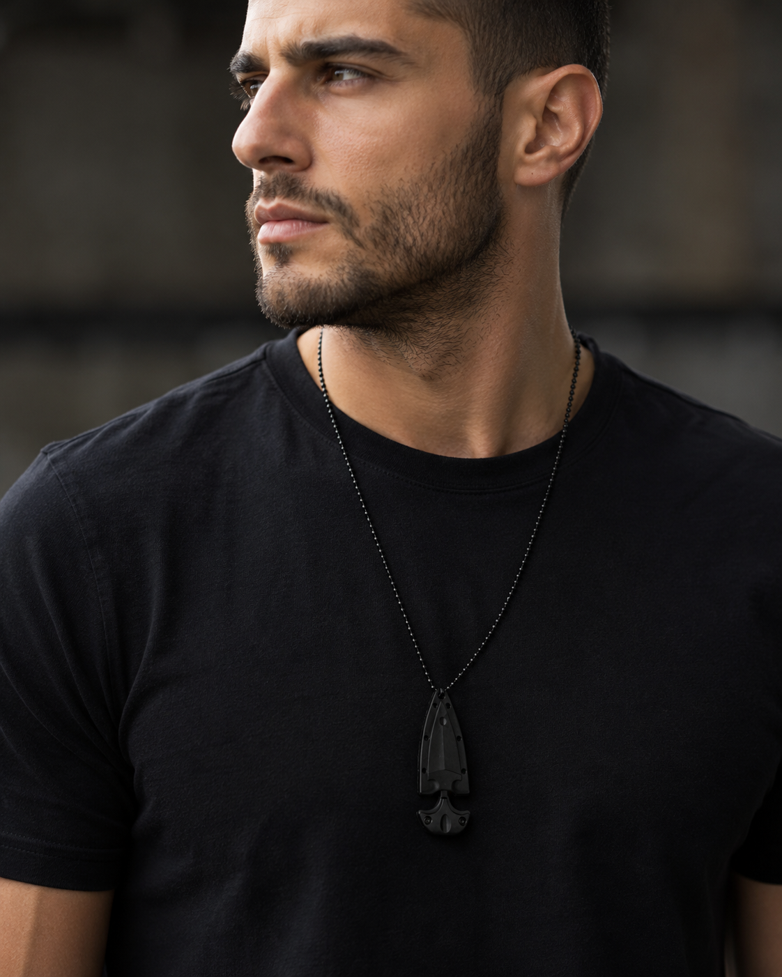 ZOFIYA Tactical Knife Pendant Necklace – Concealed Mini Blade EDC Survival Necklace for Men, Black Stainless Steel Chain