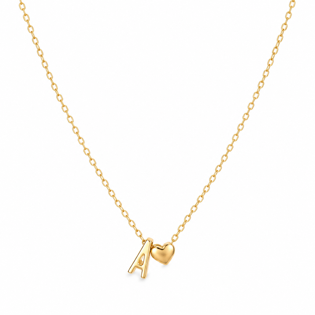 A Initial Heart Pendant Necklace