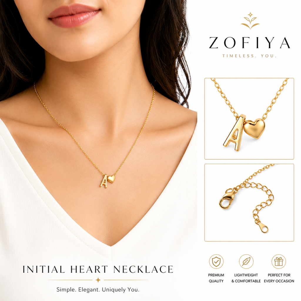 A Initial Heart Pendant Necklace