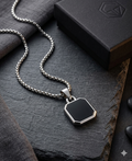 ZOFIYA Stainless Steel Black Pendant Necklace for Men | Silver Chain Necklace | Modern Fashion Jewellery Gift for Men & Boys