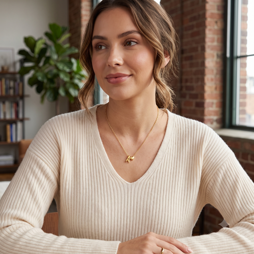 A Initial Heart Pendant Necklace
