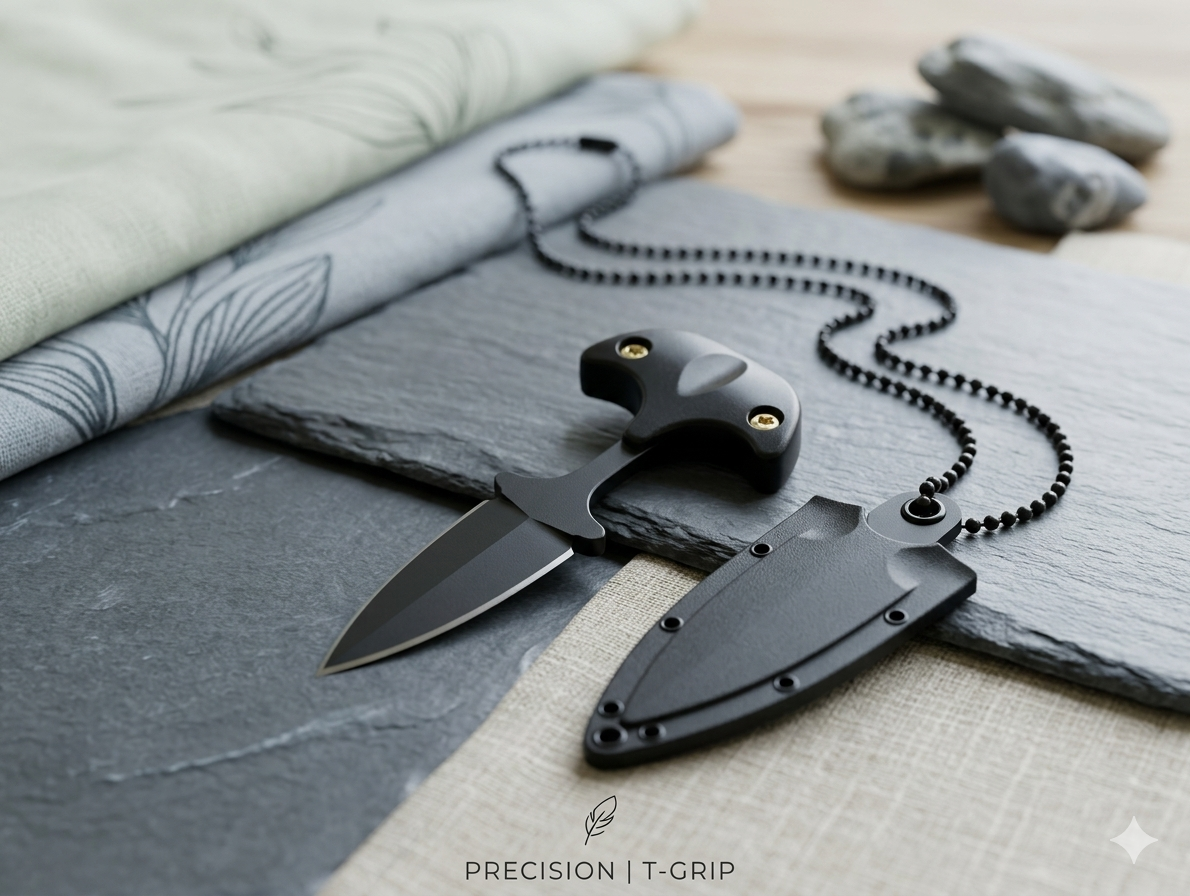 ZOFIYA Tactical Knife Pendant Necklace – Concealed Mini Blade EDC Survival Necklace for Men, Black Stainless Steel Chain