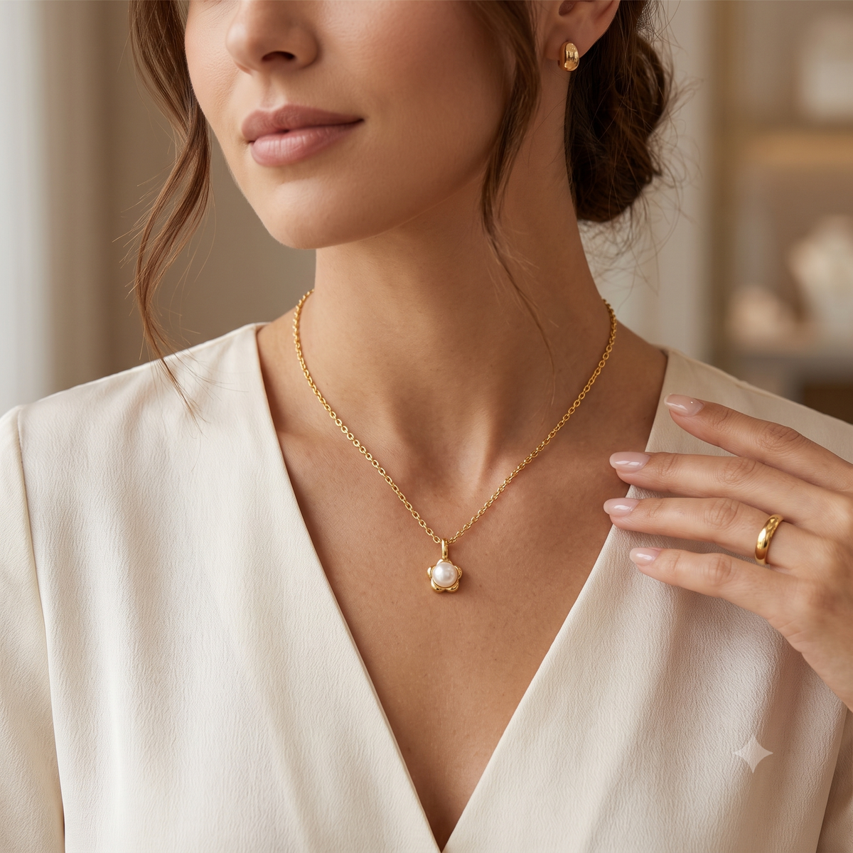 Pearl Flower Pendant Necklace for Women | ZOFIYA