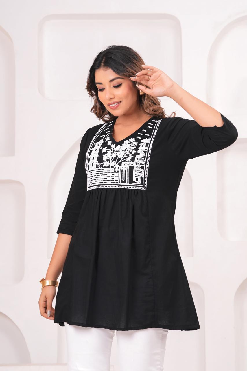 Black Embroidered Kurti for Women | Stylish Ethnic Wear