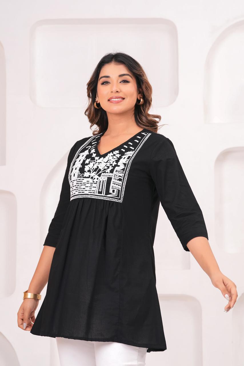 Black Embroidered Kurti for Women | Stylish Ethnic Wear